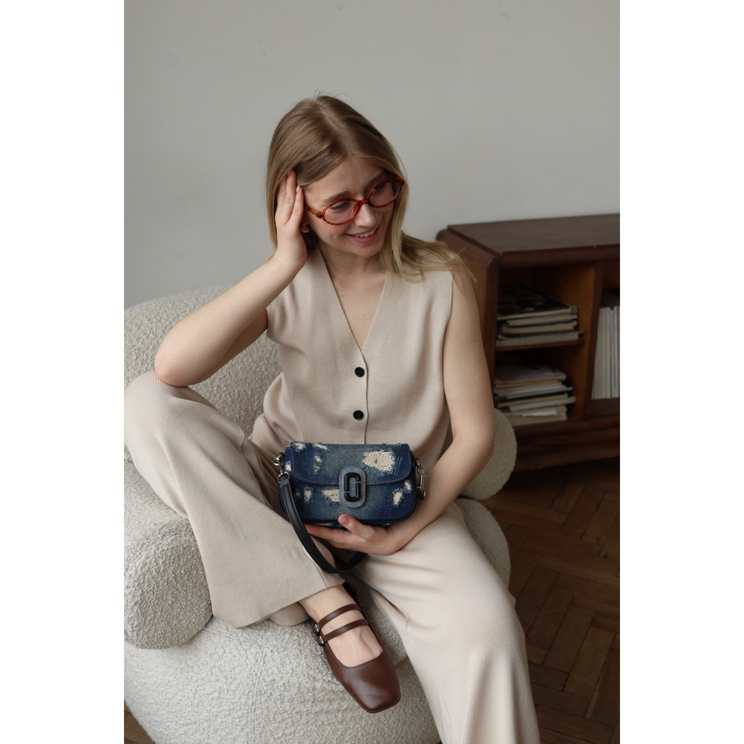 СУМКА MARC JACOBS THE RIP AND REPAIR DENIM CLOVER SHOULDER BAG