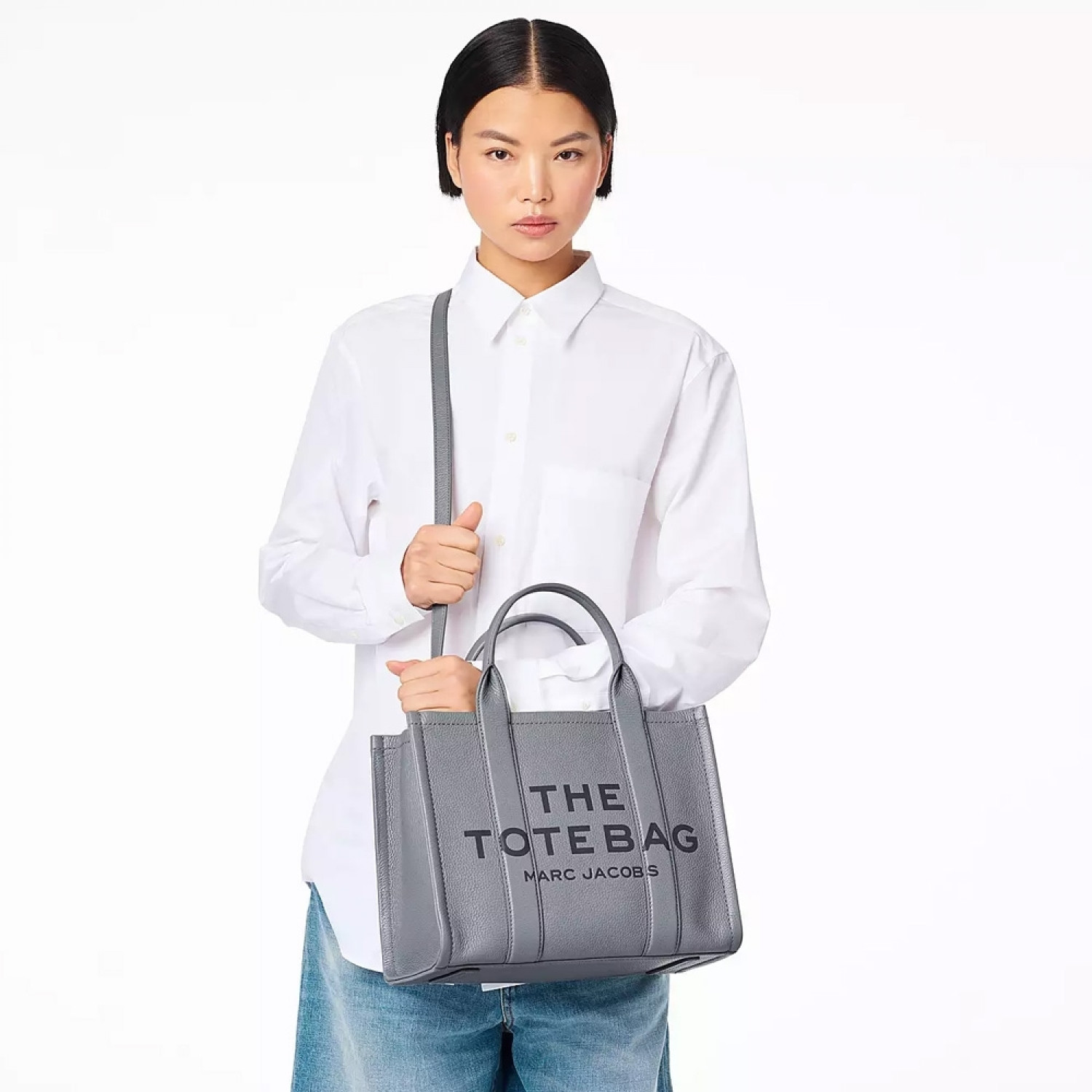СУМКА MARC JACOBS THE LEATHER MEDIUM TOTE BAG WOLF GREY