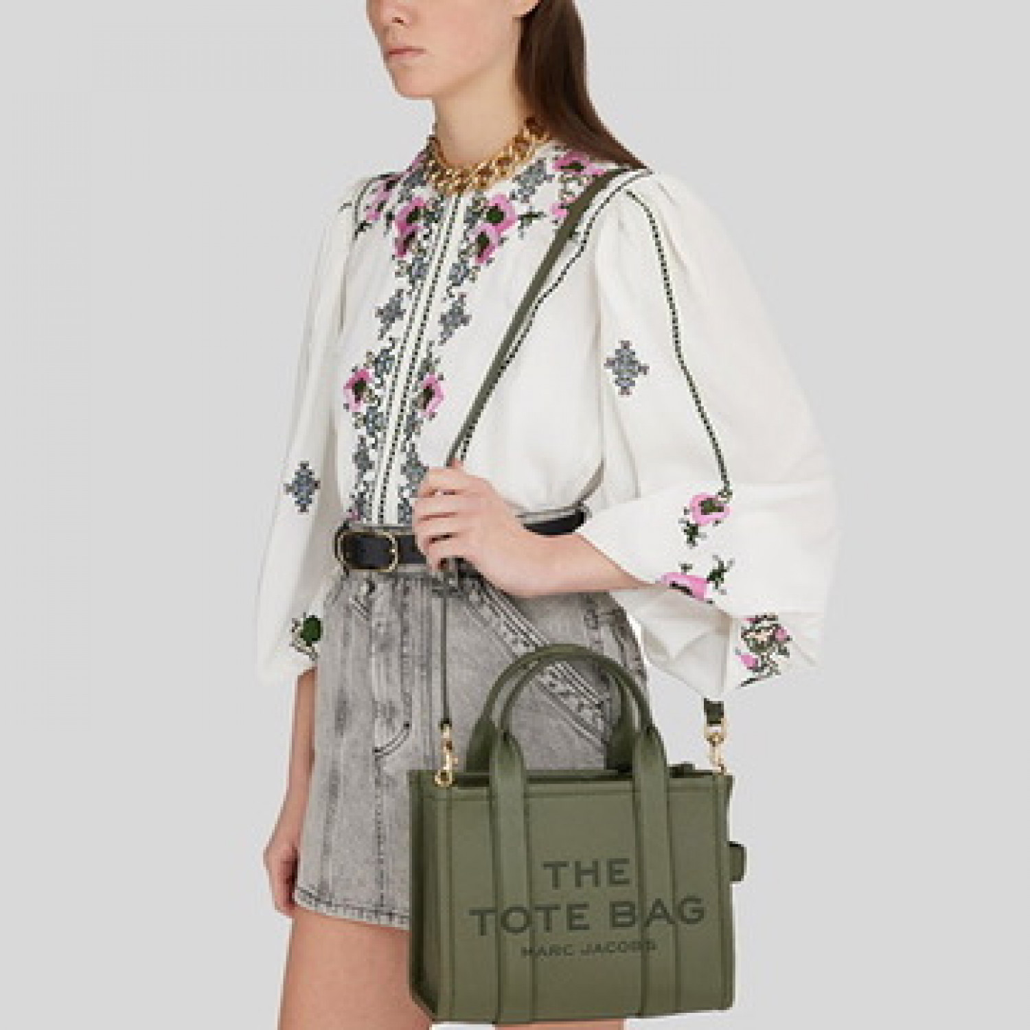 СУМКА MARC JACOBS THE LEATHER SMALL TOTE BAG BRONZE GREEN