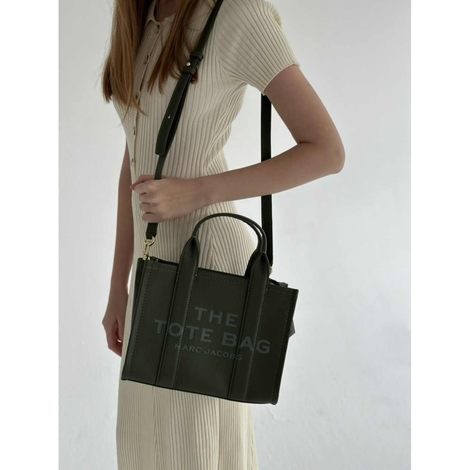 СУМКА MARC JACOBS THE LEATHER SMALL TOTE BAG BRONZE GREEN