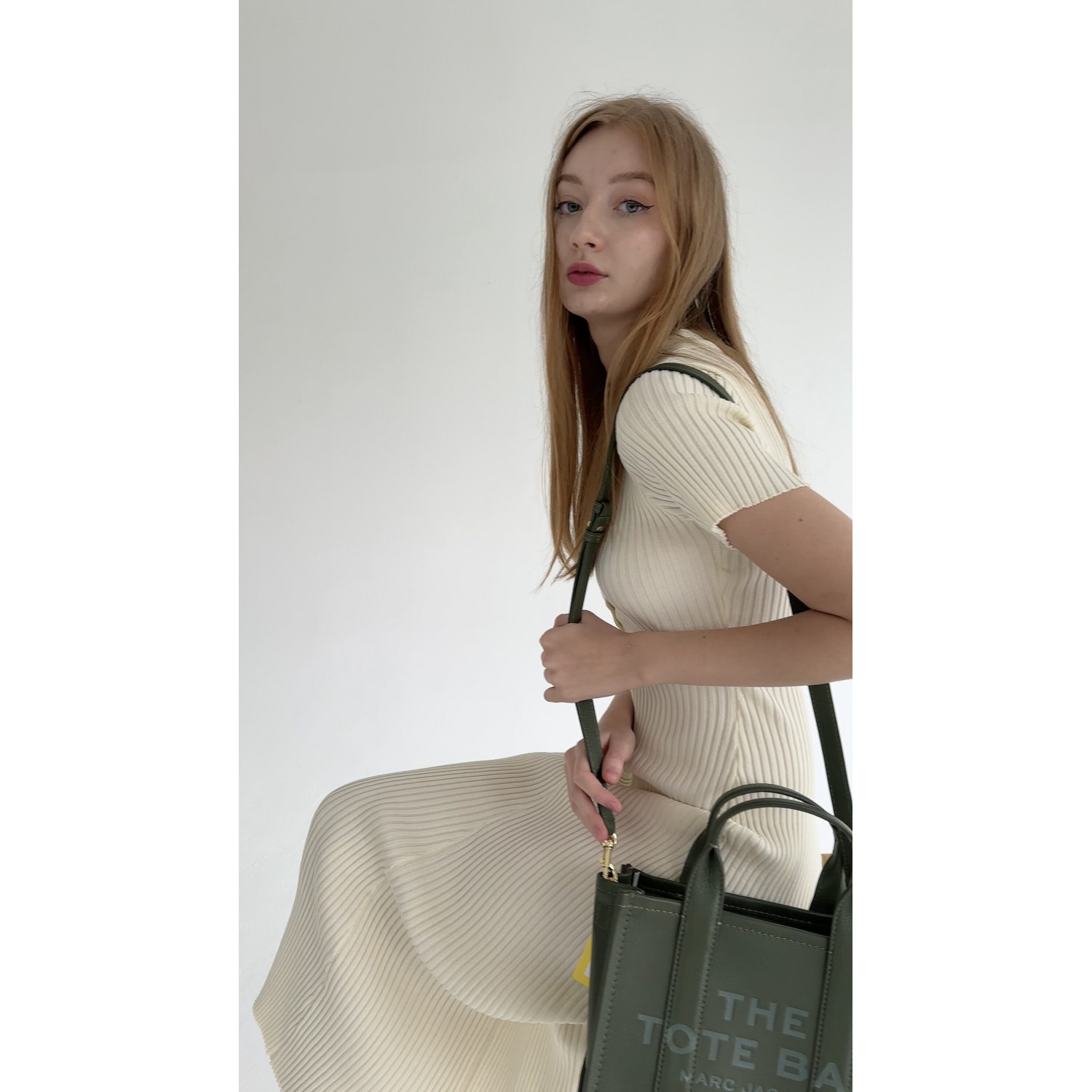 СУМКА MARC JACOBS THE LEATHER SMALL TOTE BAG BRONZE GREEN